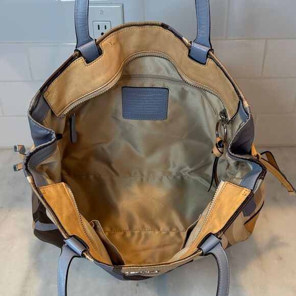 Coach Bag Purse Handbag Charlie Chelsea Sateen Scarf Print Colorful Tote Bag - Picture 13 of 16